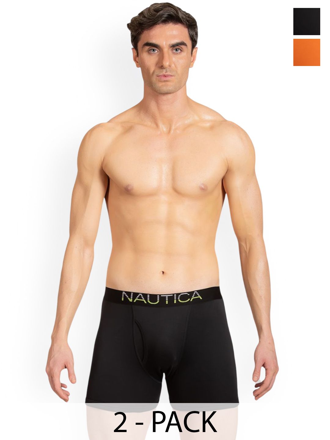 Nautica Pack of 2 Pure Cotton Anti-Bacterial Trunks N_RLTRK01-BLK/RORG-picture-33