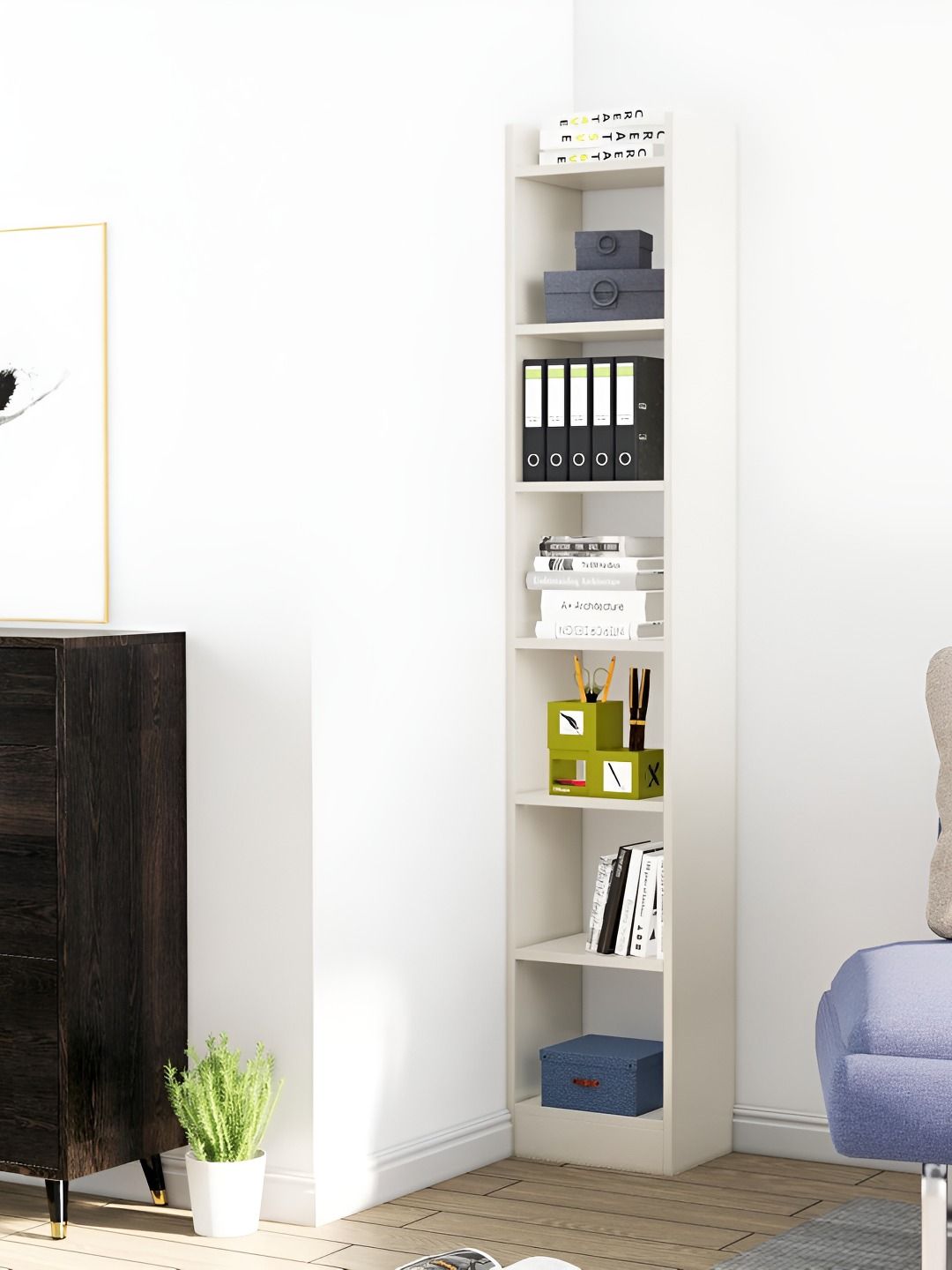 HEXA RED White Moisture & Termite Resistant Free Standing Book Shelf