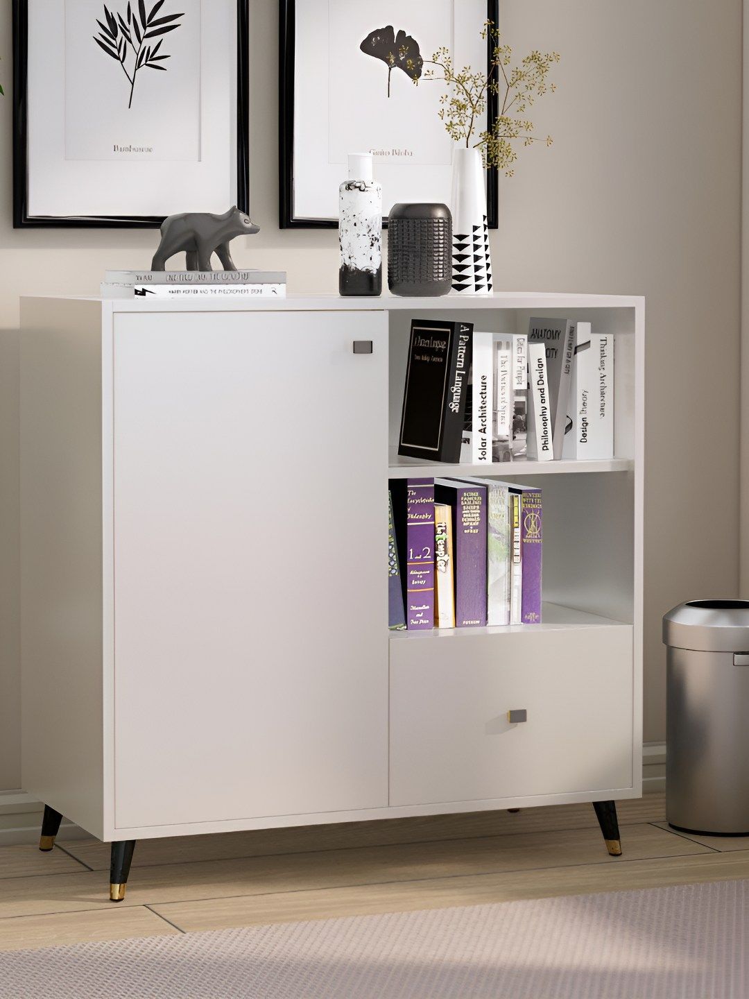 HEXA RED White Moisture & Termite Resistant Free Standing Book Shelf