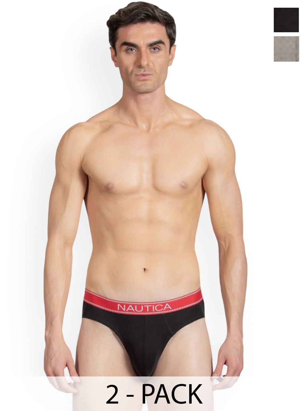 Nautica Pack of 2 Pure Cotton Mid-Rise Basic Briefs N_RBF02-BLK/NGRY-picture-17