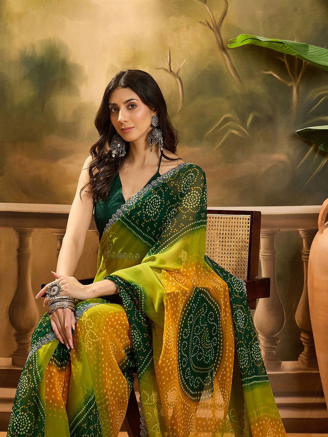 Sangria Bandhani Printed Embellished Saree-picture-41