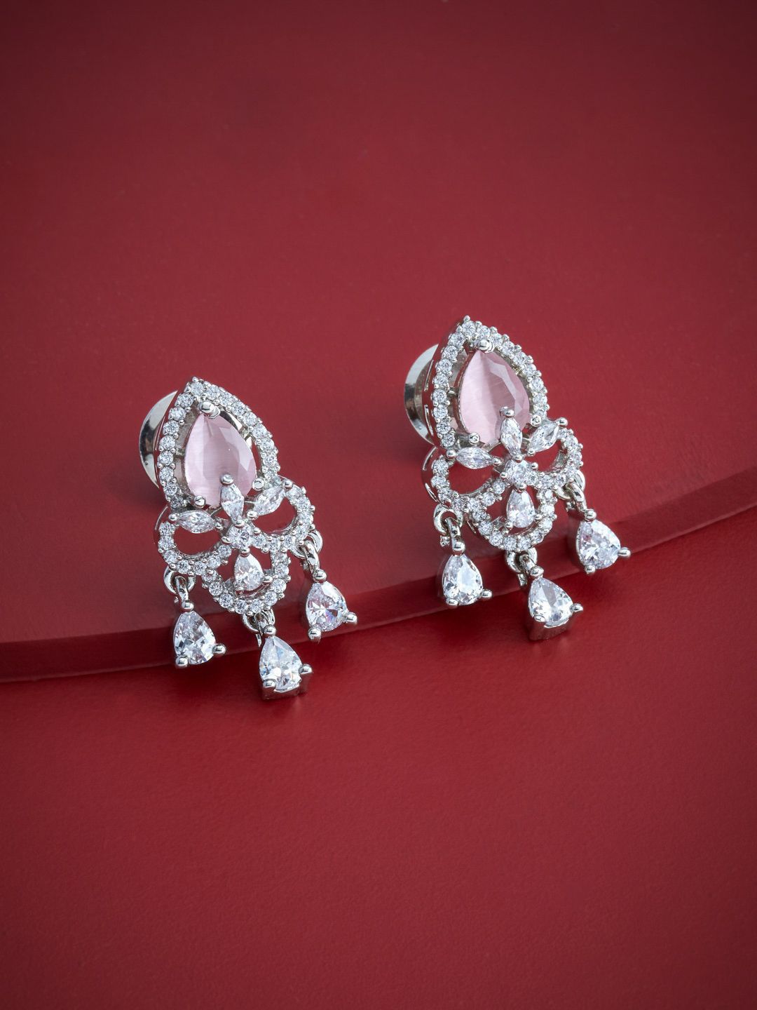 Kushal's Fashion Jewellery Rhodium-Plated Classic Zircon Studs Earrings-picture-32