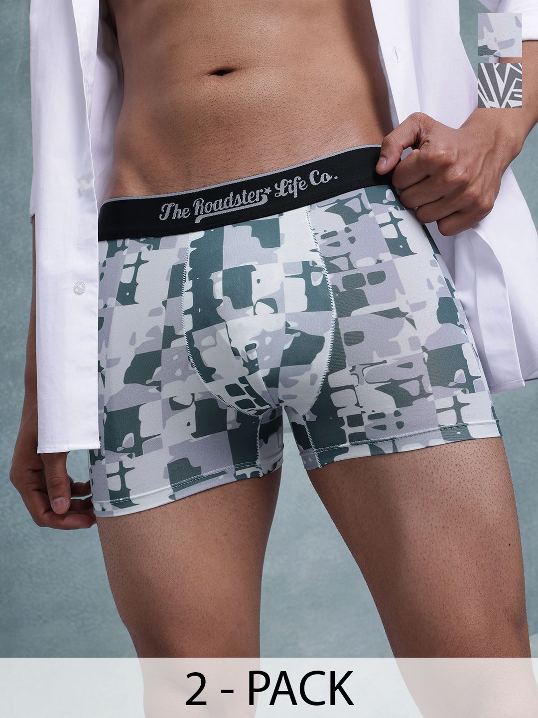 The Roadster Lifestyle Co Pack Of 2 Printed Ultra-Soft Stretchable Waistband Trunks PACK O-picture-12