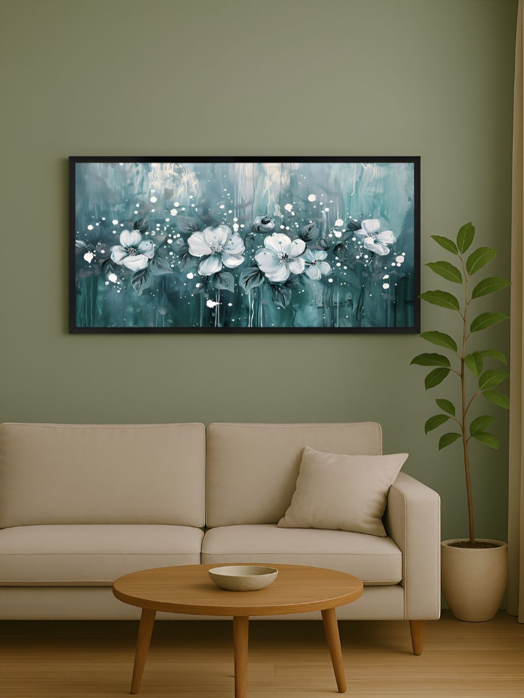 999Store Teal & White 1 Piece Canvas Other Wall Paintings-picture-35
