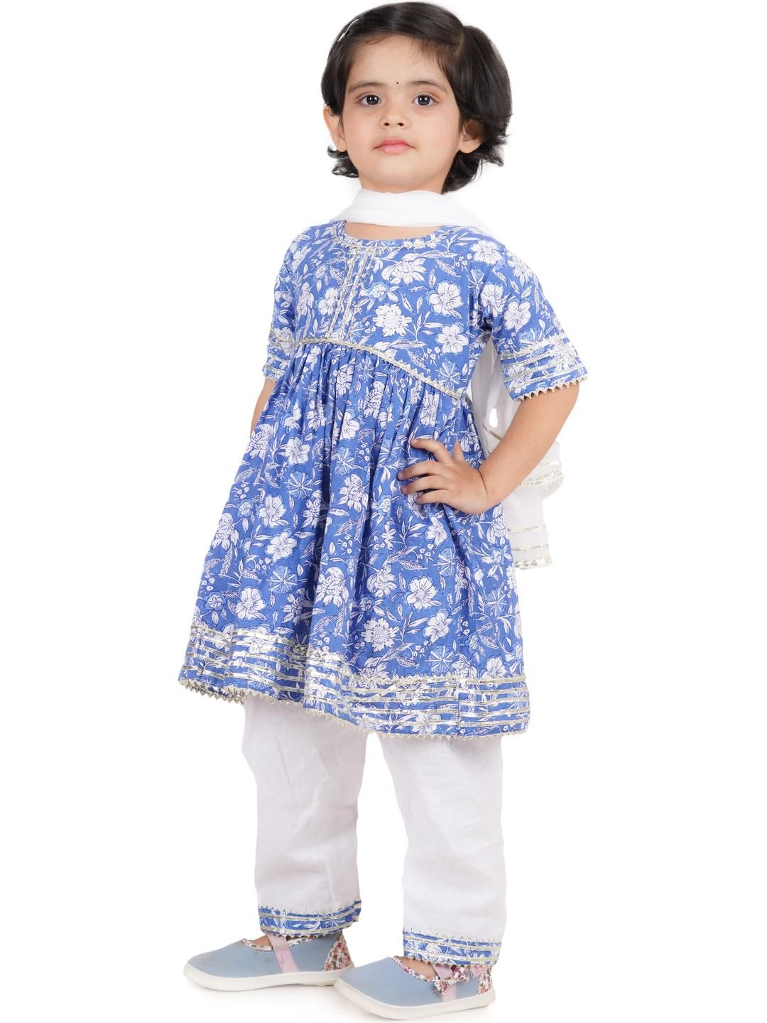 Little Dreams Baby Girls Floral Printed Kurta & Trousers Set with Dupatta-image-30