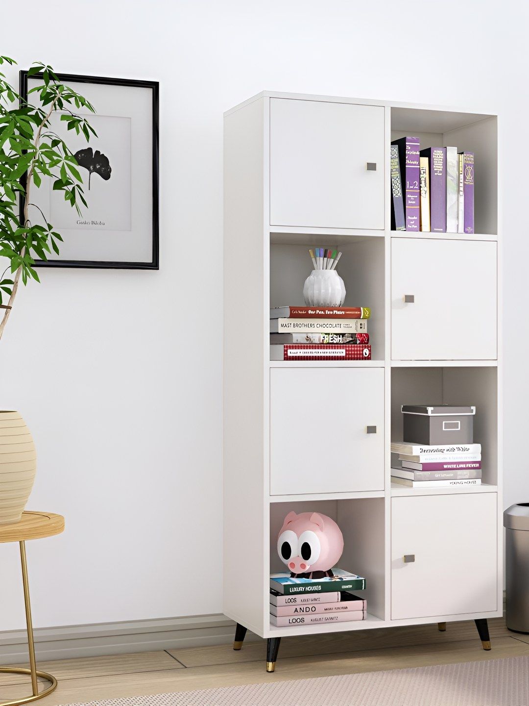 HEXA RED White Moisture & Termite Resistant Free Standing Book Shelf