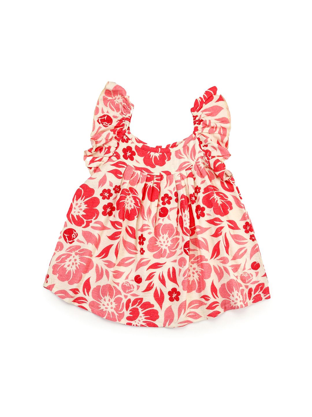 Koala Kidz Girls Floral Printed Round Neck Empire Dress-picture-38