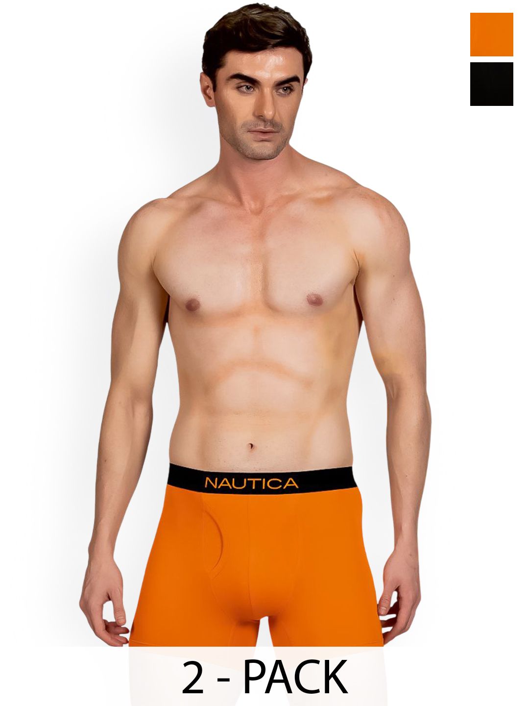 Nautica Pack Of 2 Anti Bacterial Mid Rise Trunks - N_LJSLTRK01-BLK/RORG-picture-19