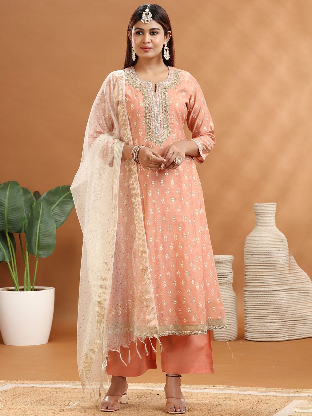COTTON CULTURE Women Pure Silk Kurta with Trousers & With Dupatta-picture-10