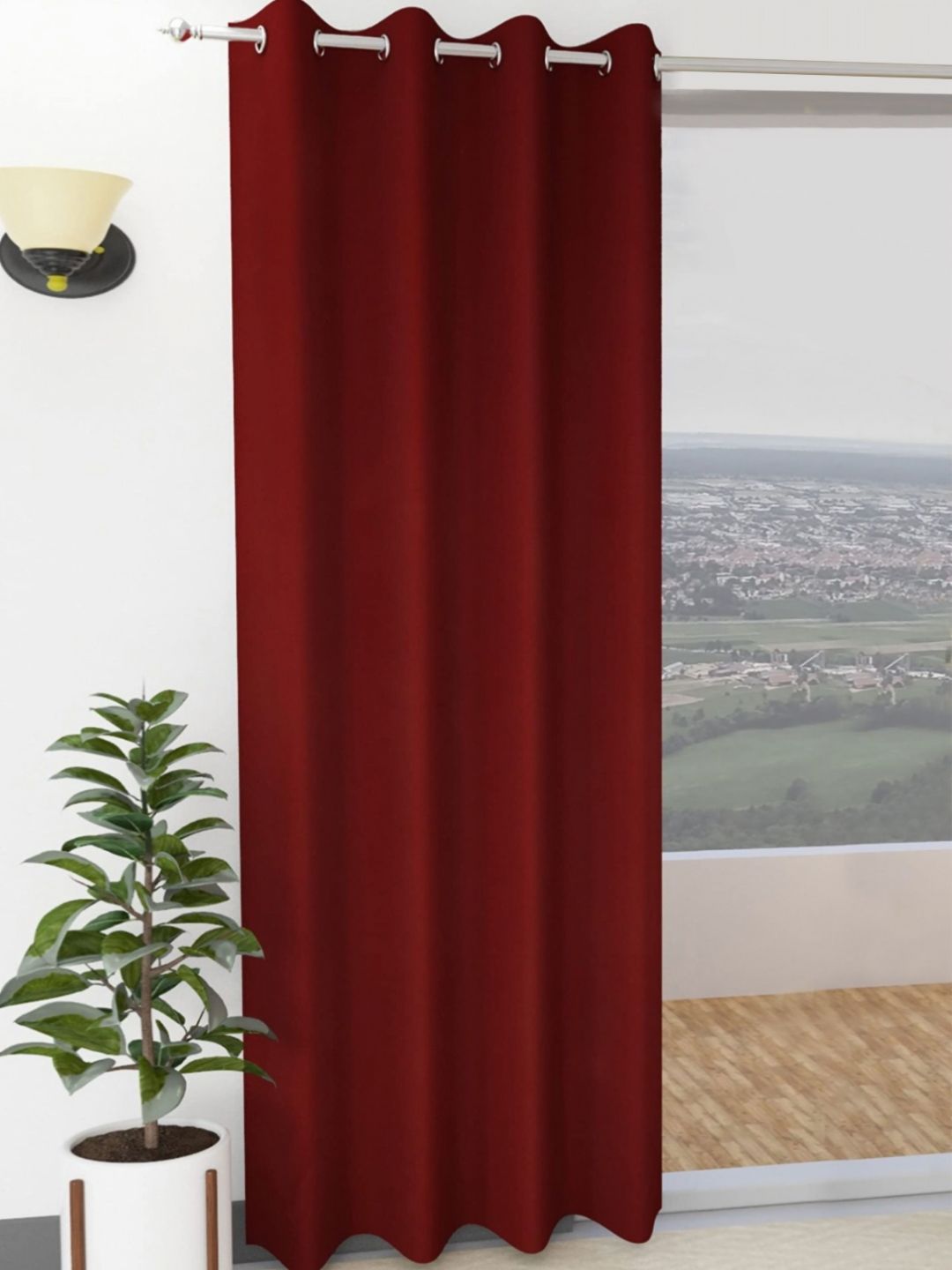 Yellow Weaves Maroon Room Darkening Door Curtain-picture-26