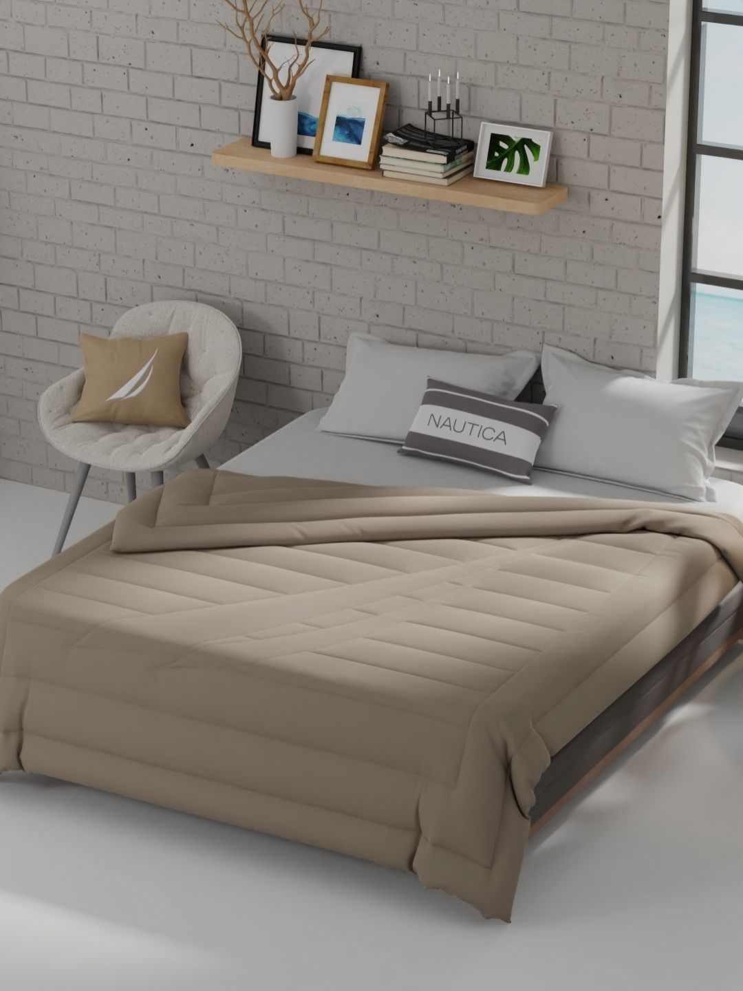 Nautica Khaki Microfiber AC Room 110 GSM Double Bed Comforter-image-27