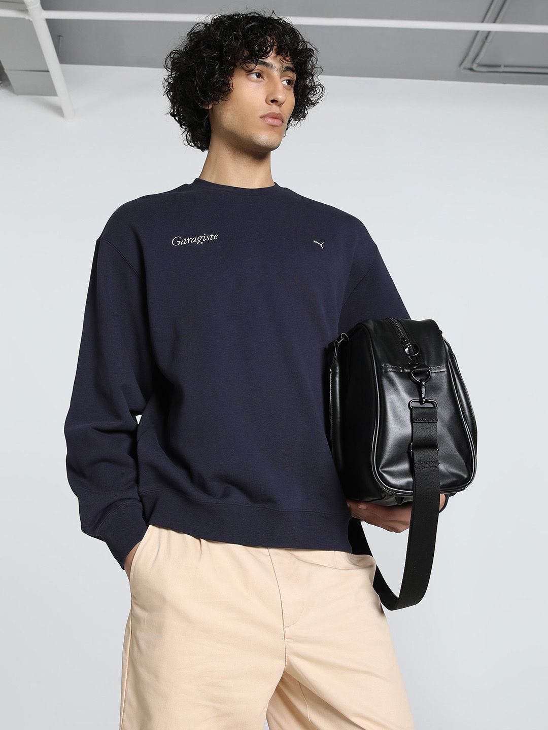 Puma MMQ Men Solid Boxy-Fit Crew-Neck Sweatshirt