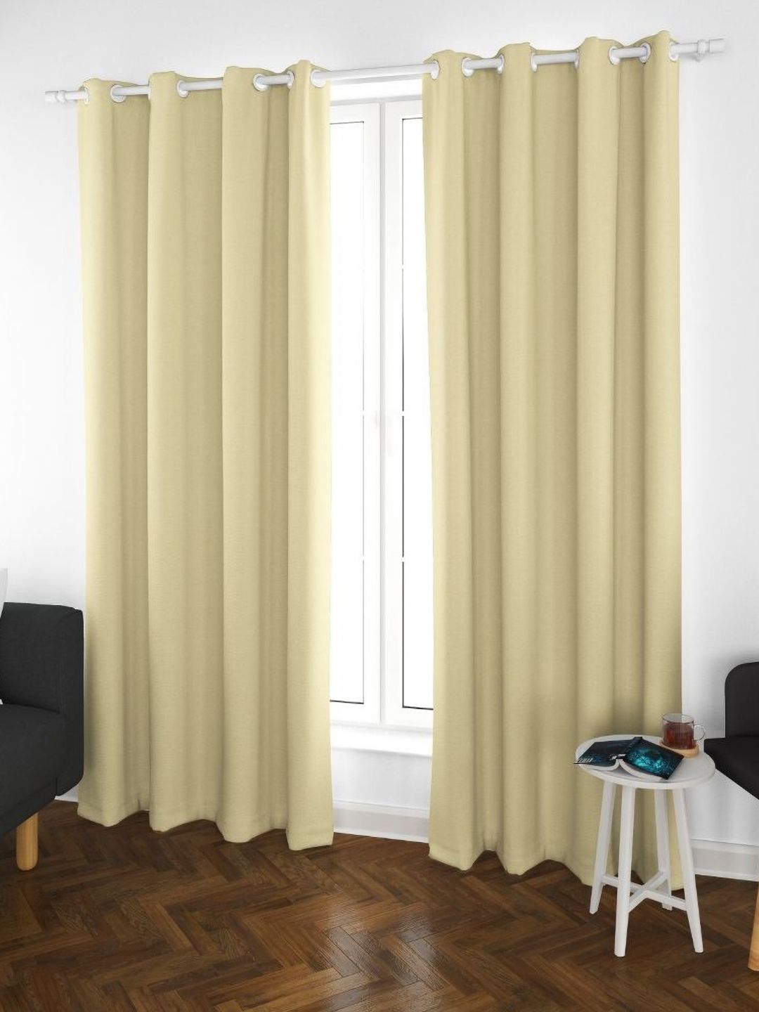 Parda Online Beige Set of 4 Black Out Window Curtain-image-5