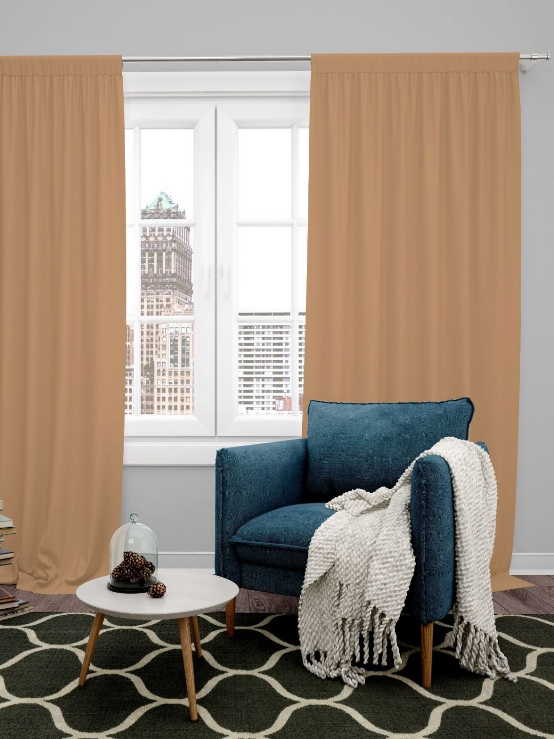 Parda Online Beige Set of 4 Black Out Door Curtain-image-0