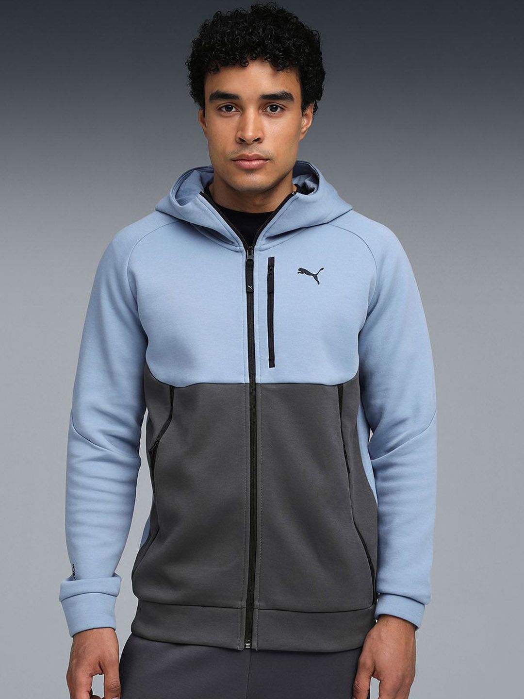 Puma TECH Color-Blocked Cotton Full-Zip Hoodie-picture-18