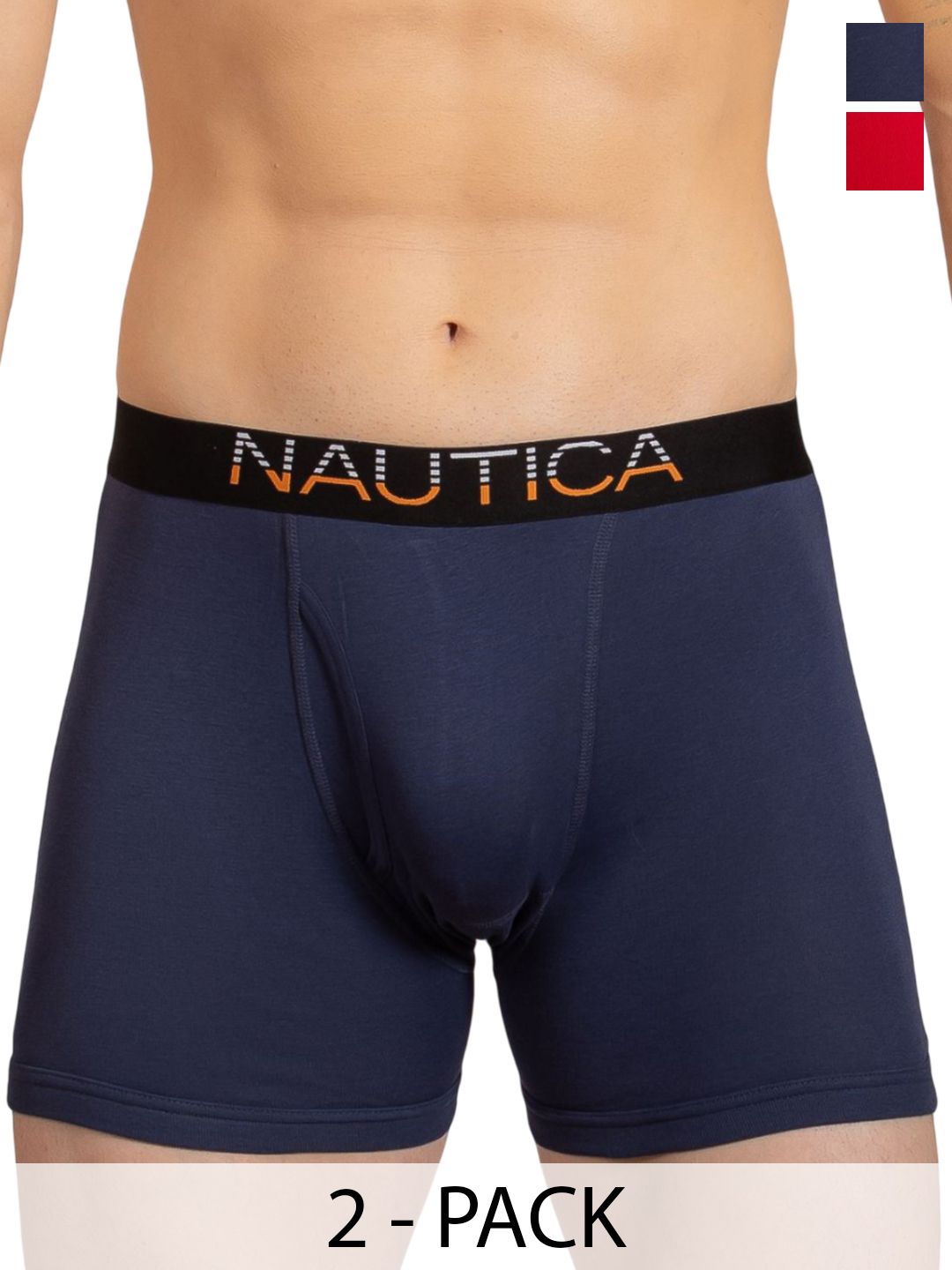 Nautica Pack of 2 Pure Cotton Anti-Bacterial Trunks N_RLTRK01-PBLU/RCRD-picture-37