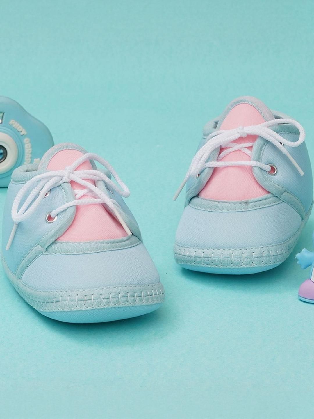 NESKA MODA Kids-Unisex Turquoise Blue Cotton Booties-image-6