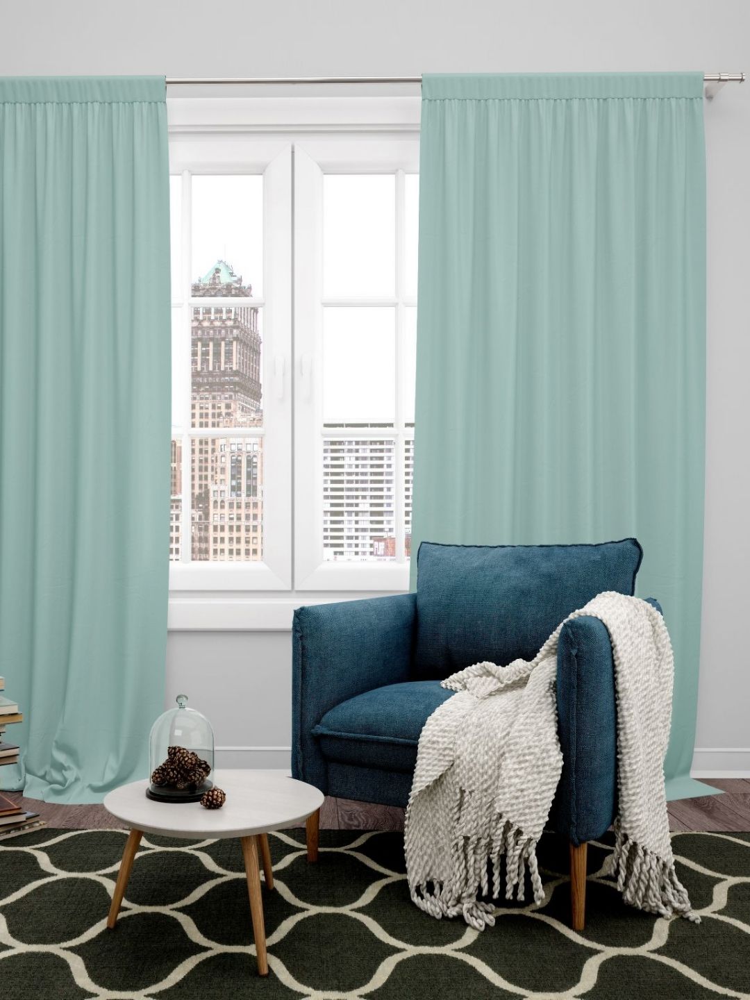 Parda Online Green Set of 4 Black Out Door Curtain-image-11