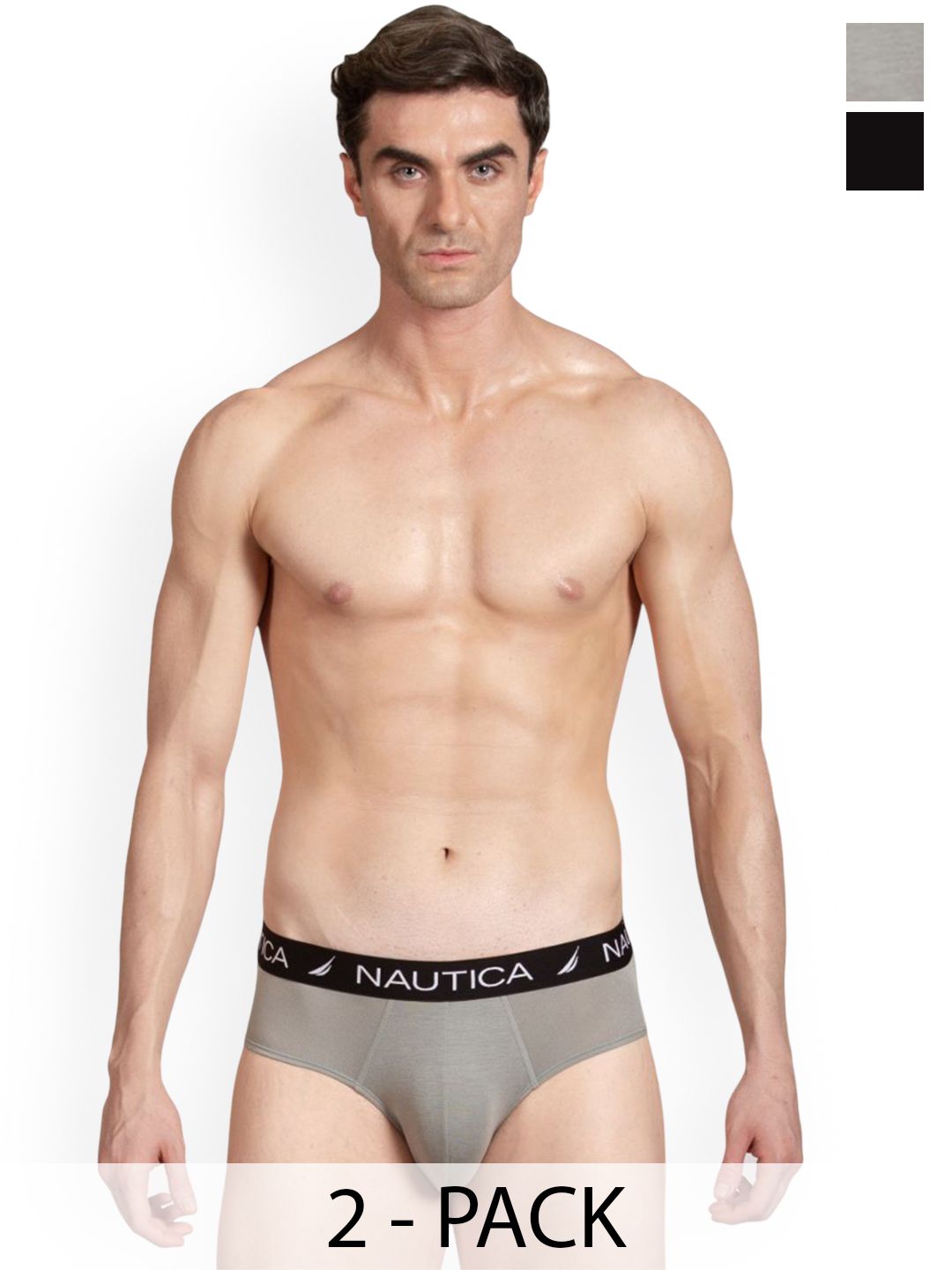 Nautica Pack of 2 High Breathability Mid-Rise Basic Briefs N_BLBF01-BLK/NGRY-picture-18
