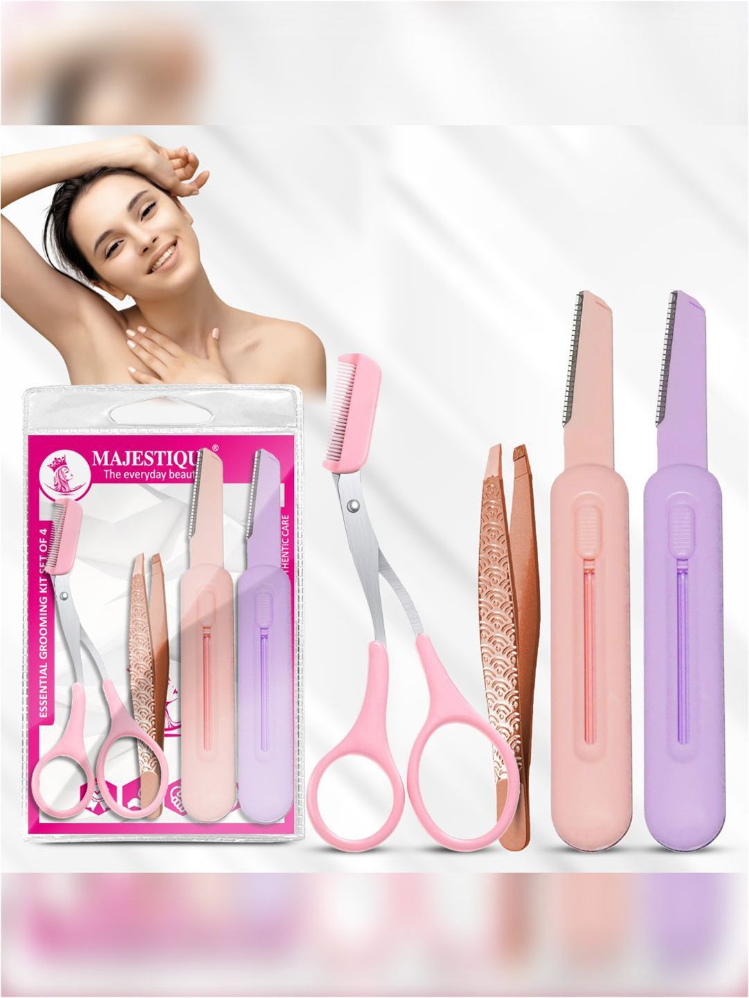 MAJESTIQUE Set Of 4 Essential Grooming Facial Hair Removal Kit-picture-26