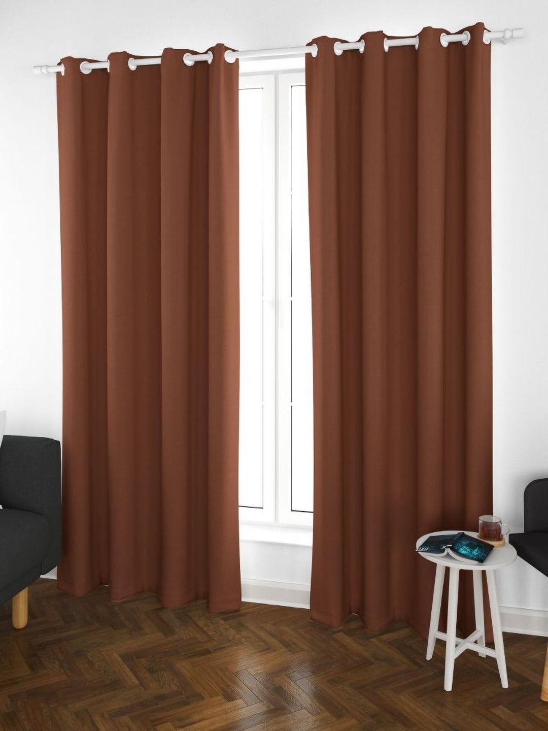 Parda Online Brown Set of 4 Black Out Door Curtain-image-6