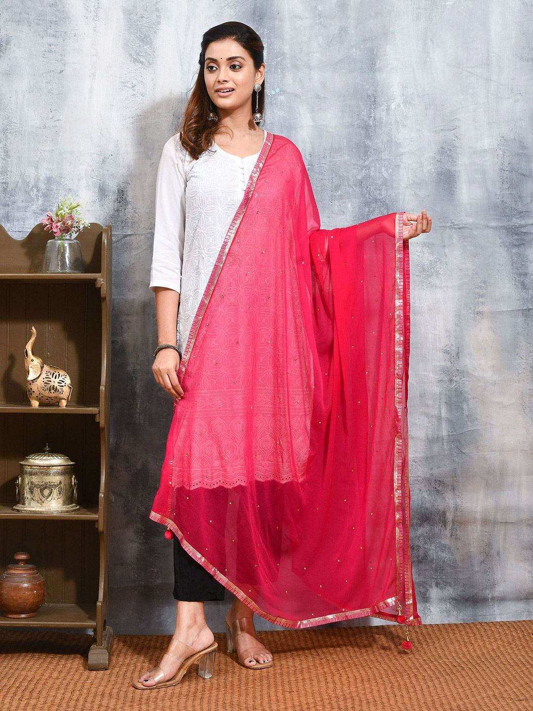 swatika Women Dupatta with Beads and Stones