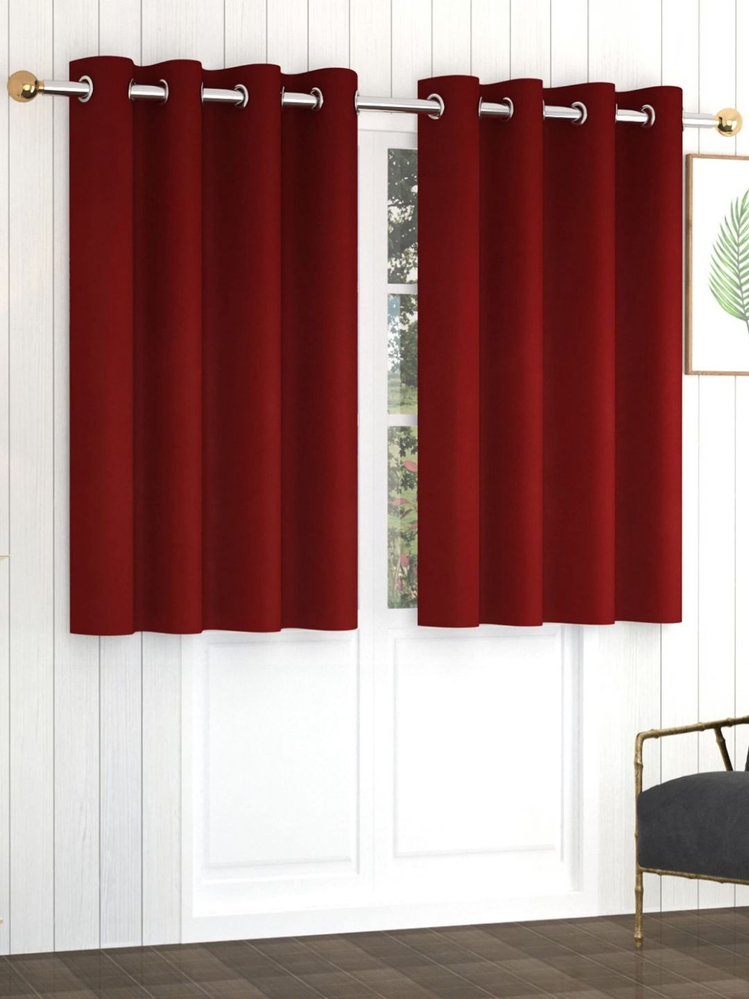 Yellow Weaves Maroon Set of 2 Black Out Window-picture-15