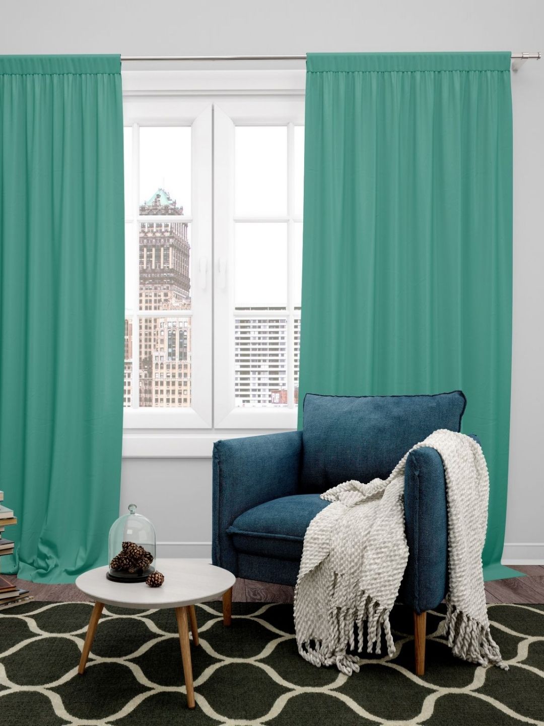 Parda Online Sea Green Set of 4 Black Out Door Curtain-picture-7