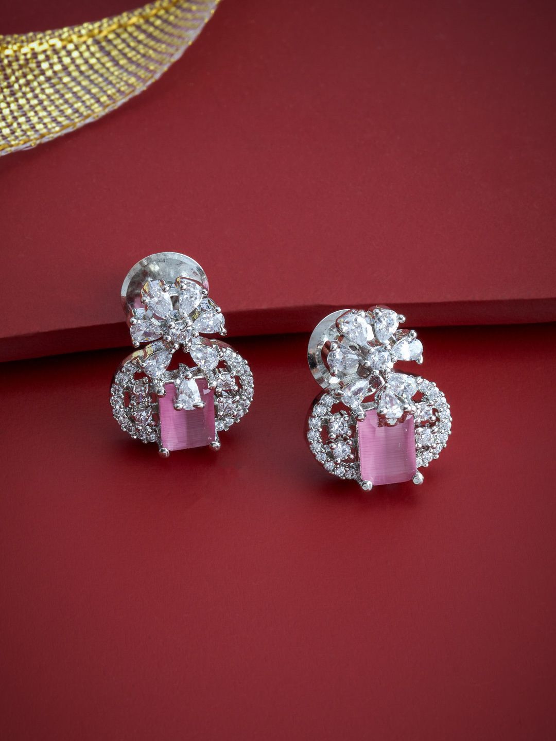 Kushal's Fashion Jewellery Rhodium-Plated Classic Zircon Studs Earrings-picture-31