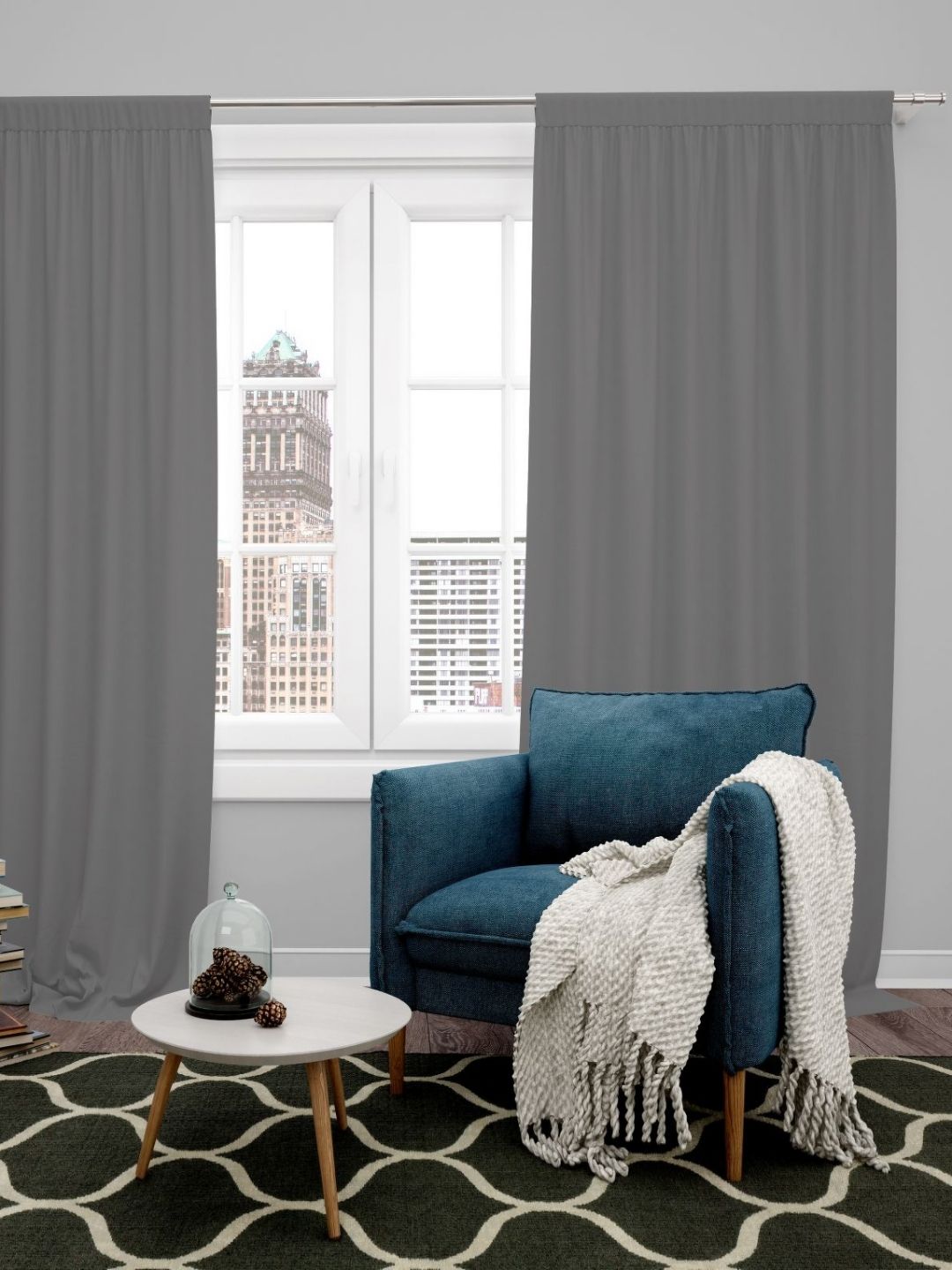 Parda Online Grey Melange Set of 4 Black Out Door Curtain-image-15