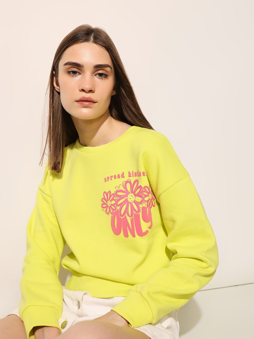 ONLY Women Printed Round Neck Sweatshirt