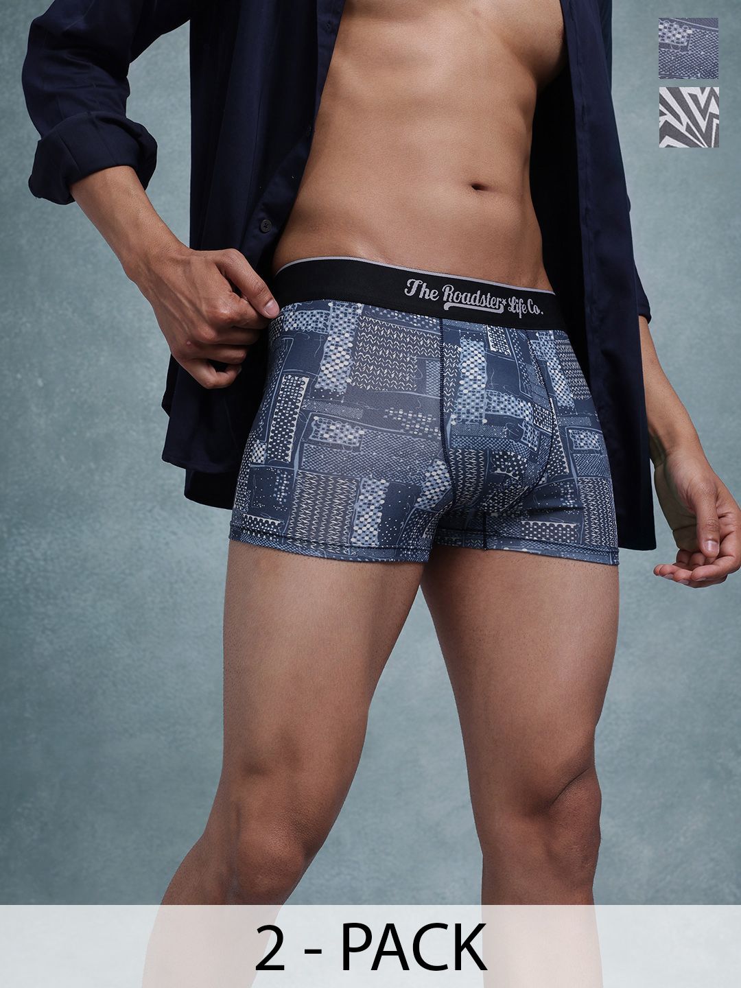 The Roadster Lifestyle Co Pack Of 2 Printed Ultra-Soft Stretchable Waistband Trunks PACK O-picture-33