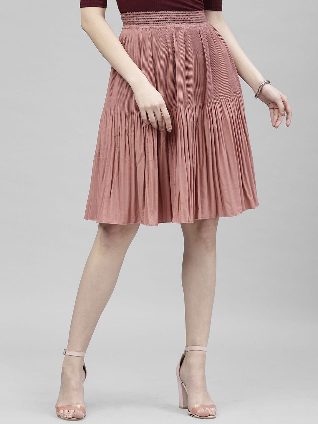 KASSUALLY Pleated Knee Length A-Line Skirt-picture-16