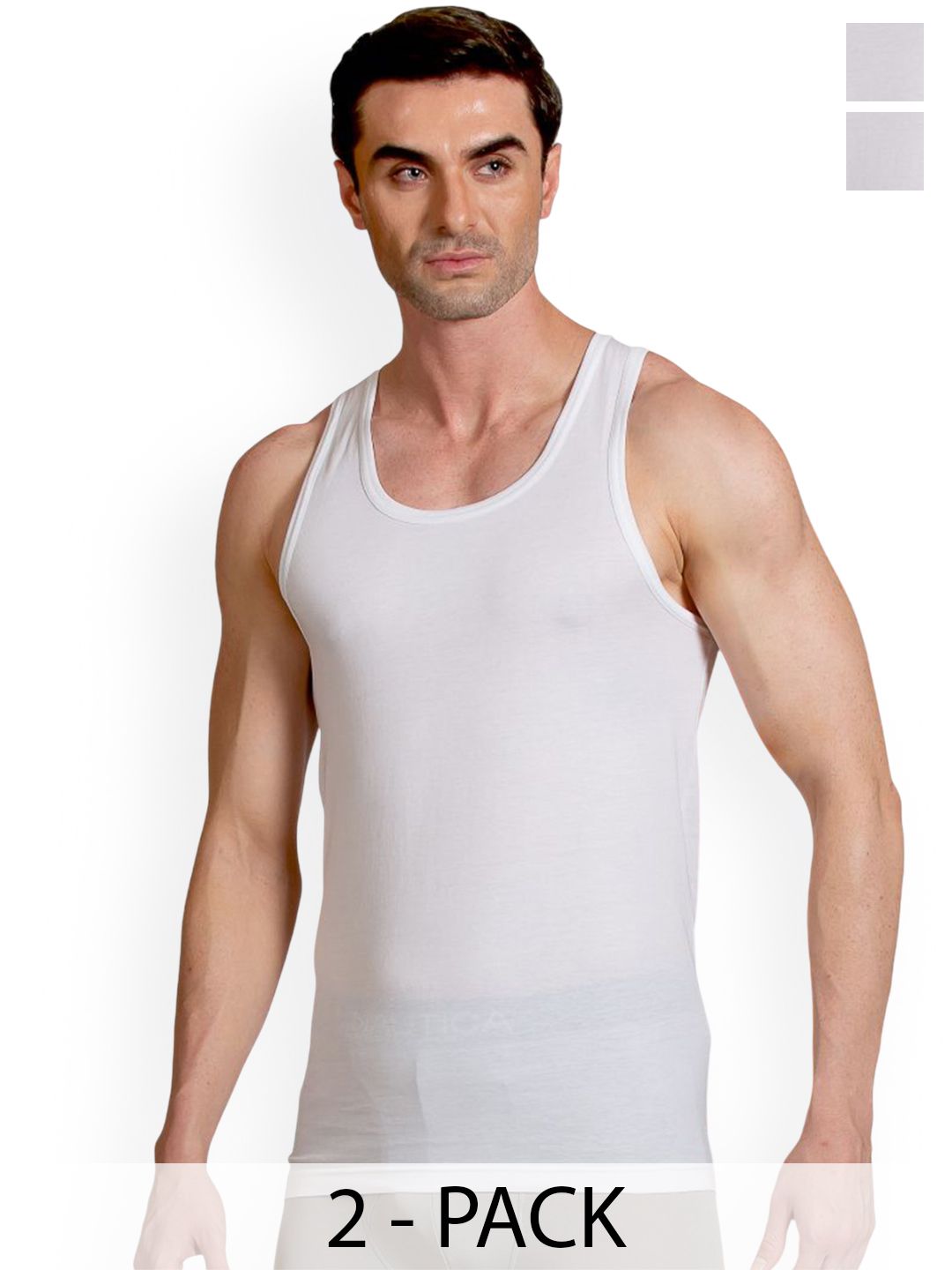 Nautica Pack Of 2 Combed Cotton Scoop Neck Undershirt Vest CVT01-WHT-picture-24