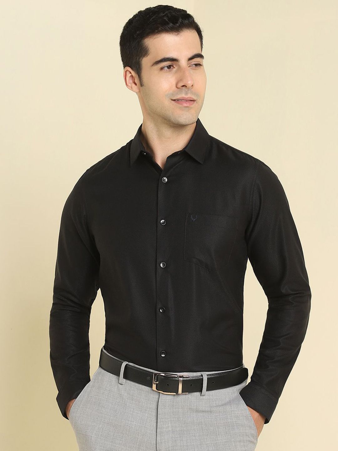 Allen Solly Men Textured Spread Collar Formal Shirt-picture-36