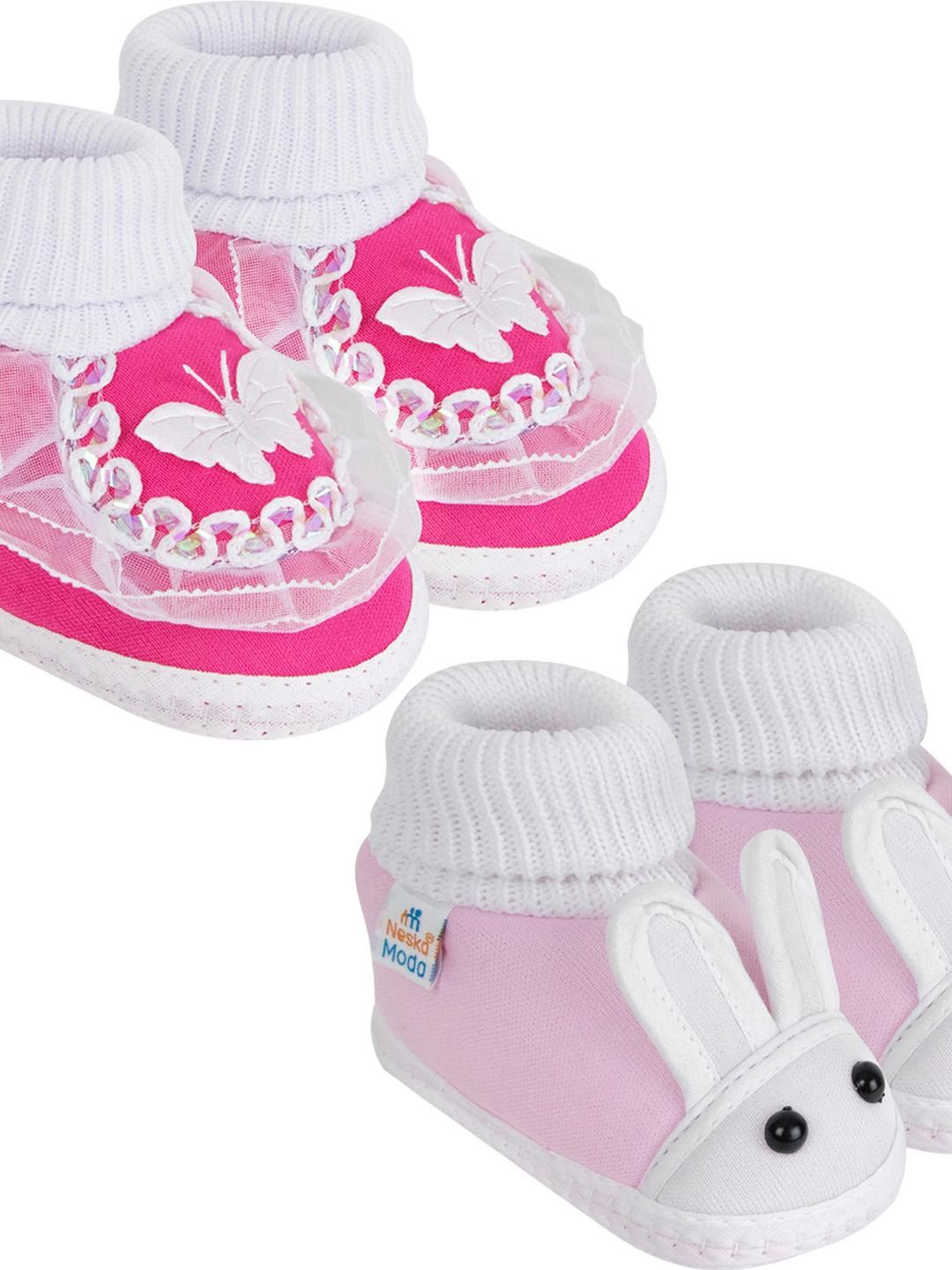 NESKA MODA 12 To 18 Month NonSlip Set of 2 Pair Toddler Baby Unisex Soft Cotton Rabbit Face Booties-picture-23