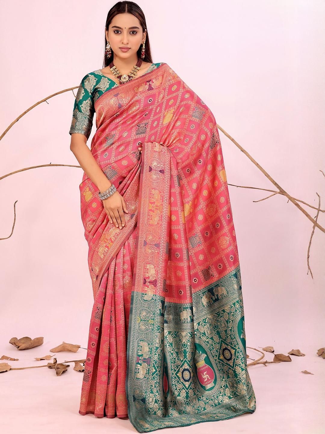 Moda Rapido Woven Design Zari Silk Cotton Kanjeevaram Saree-picture-22