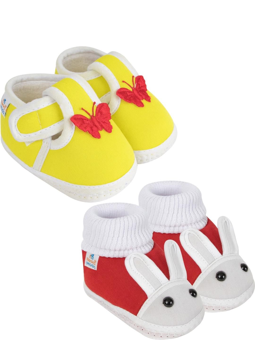 NESKA MODA 12 To 18 Months Infants 2 Pair Set Cotton Butterfly Rabbit Booties-picture-32