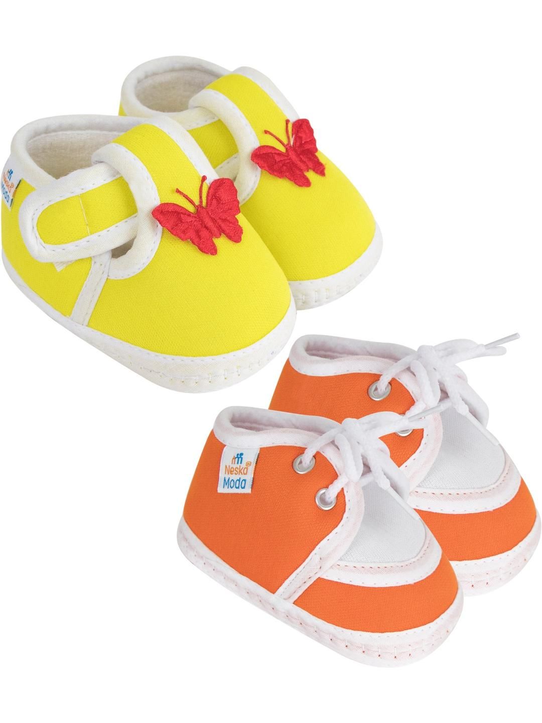 NESKA MODA 12 To 18 Month Non Slip Infants 2 Pair Set Cotton Butterfly Lace Booties-picture-39