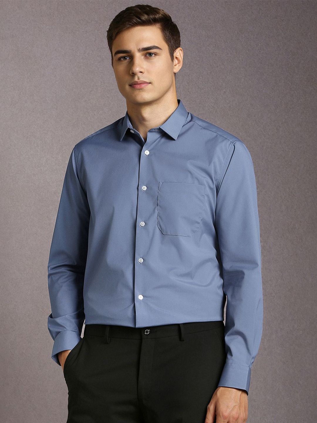 Louis Philippe Spread Collar Formal Shirt-image-7