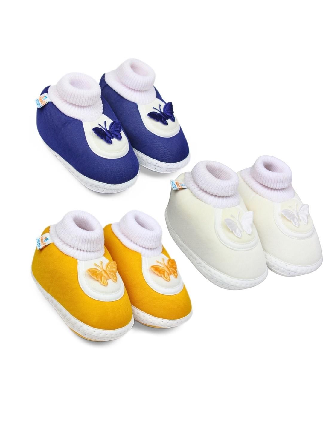 NESKA MODA 6 To 12 Month 3 Pair Set Newborn Unisex Baby Skin Friendly Soft Cotton Butterfly Booties-image-46