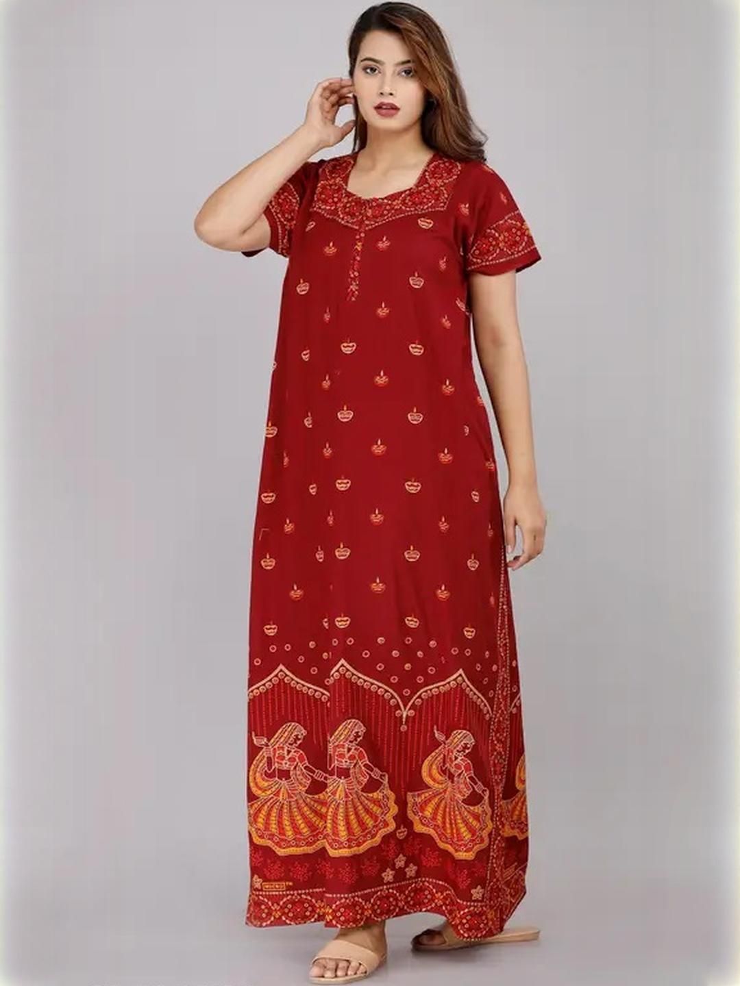 aakarshana creation Pure Cotton Nighty Nightrdess Maxi Gown-picture-34
