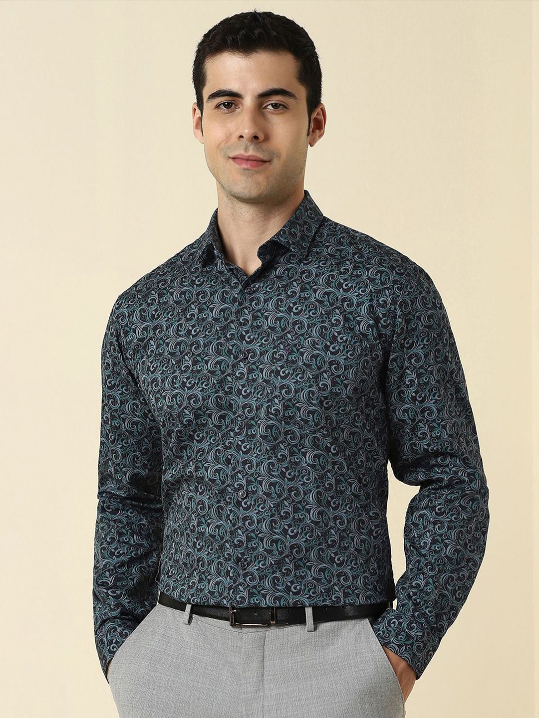Allen Solly Men Floral Printed Spread Collar Cotton Formal Shirt-picture-11