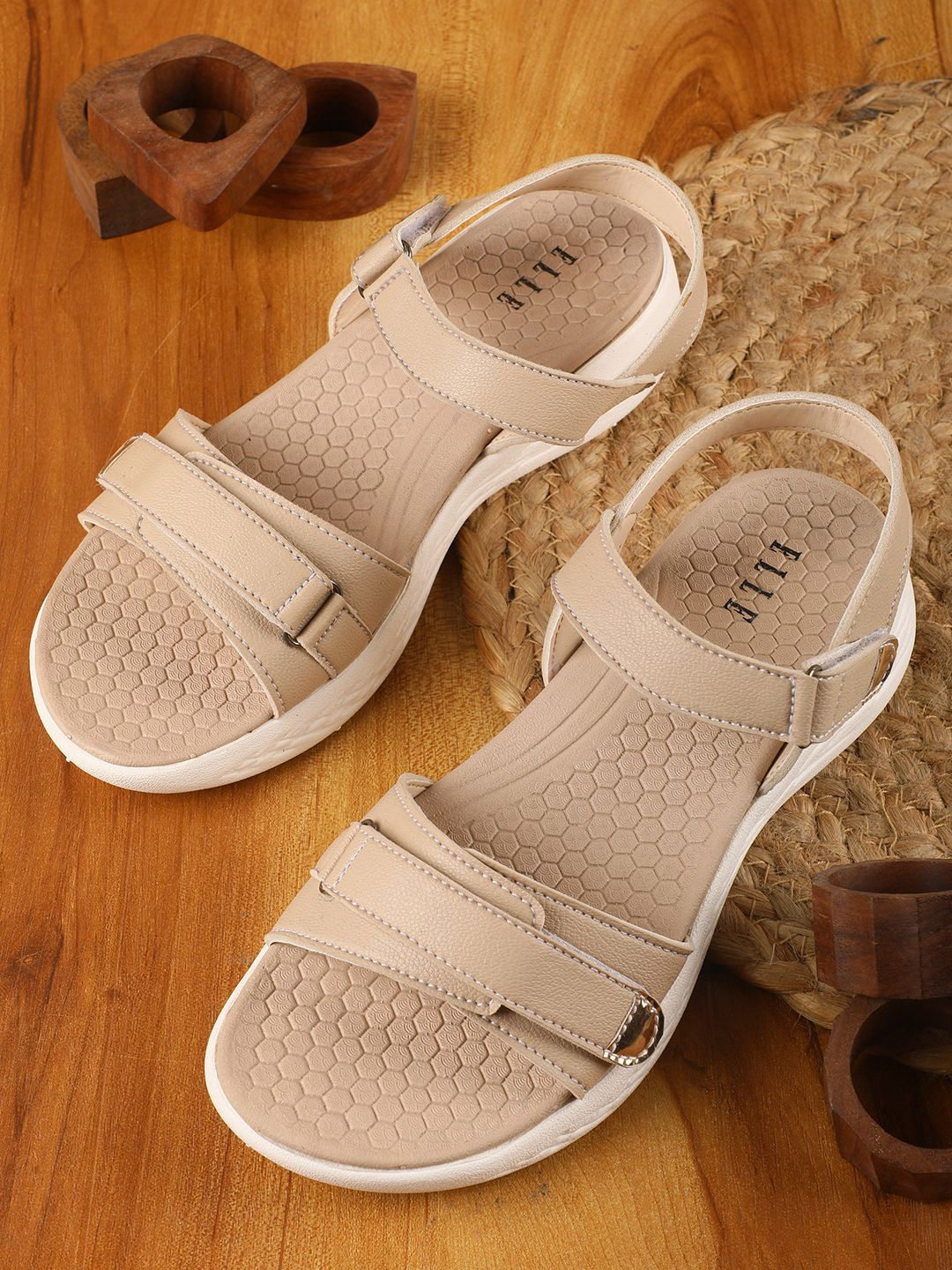 ELLE Women Solid Velcro Regular Open Toe Flats-image-13