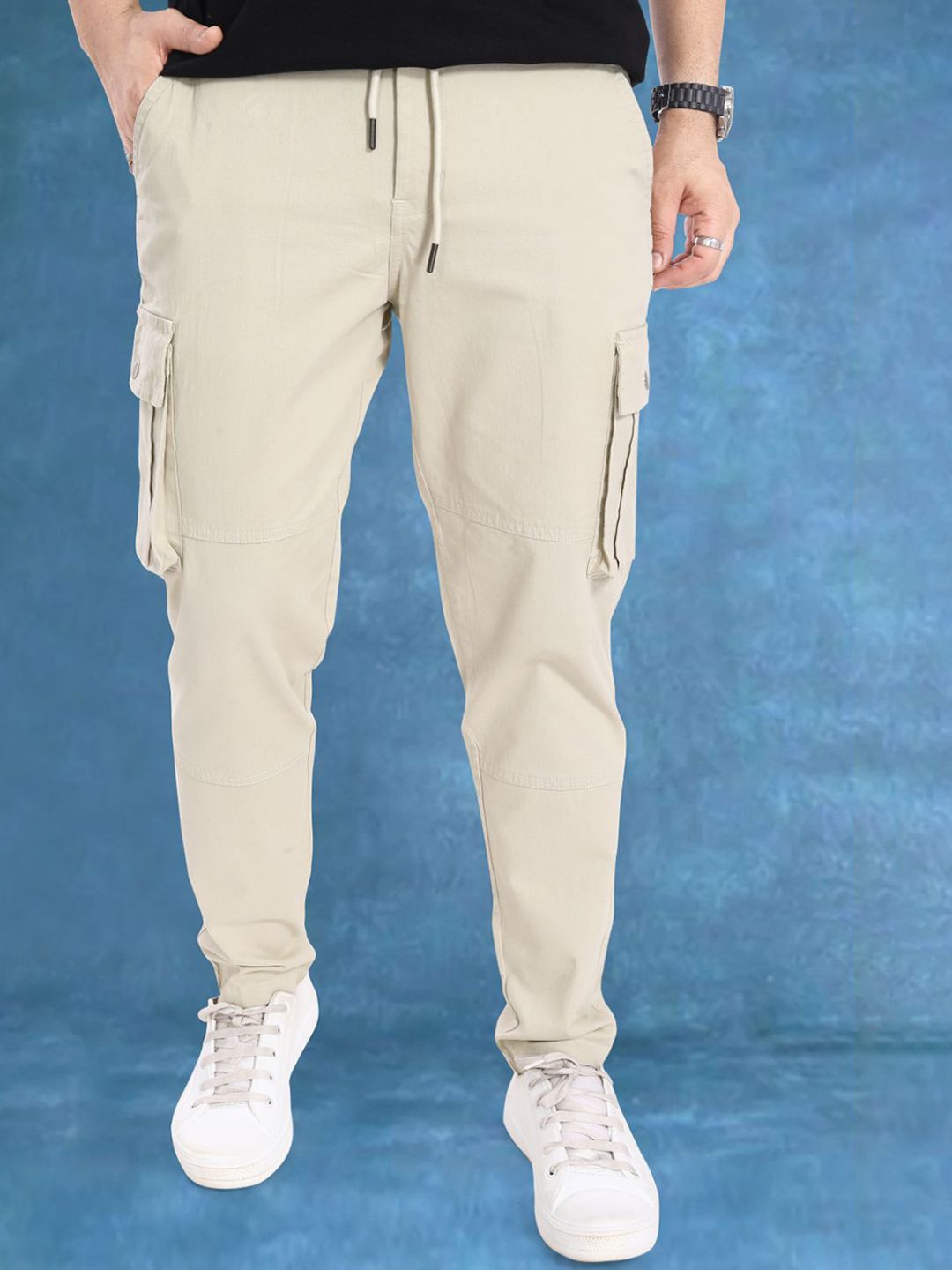 THE BEETEL HOUSE Men Relaxed Straight Leg Easy Wash Cargos Trousers-picture-28