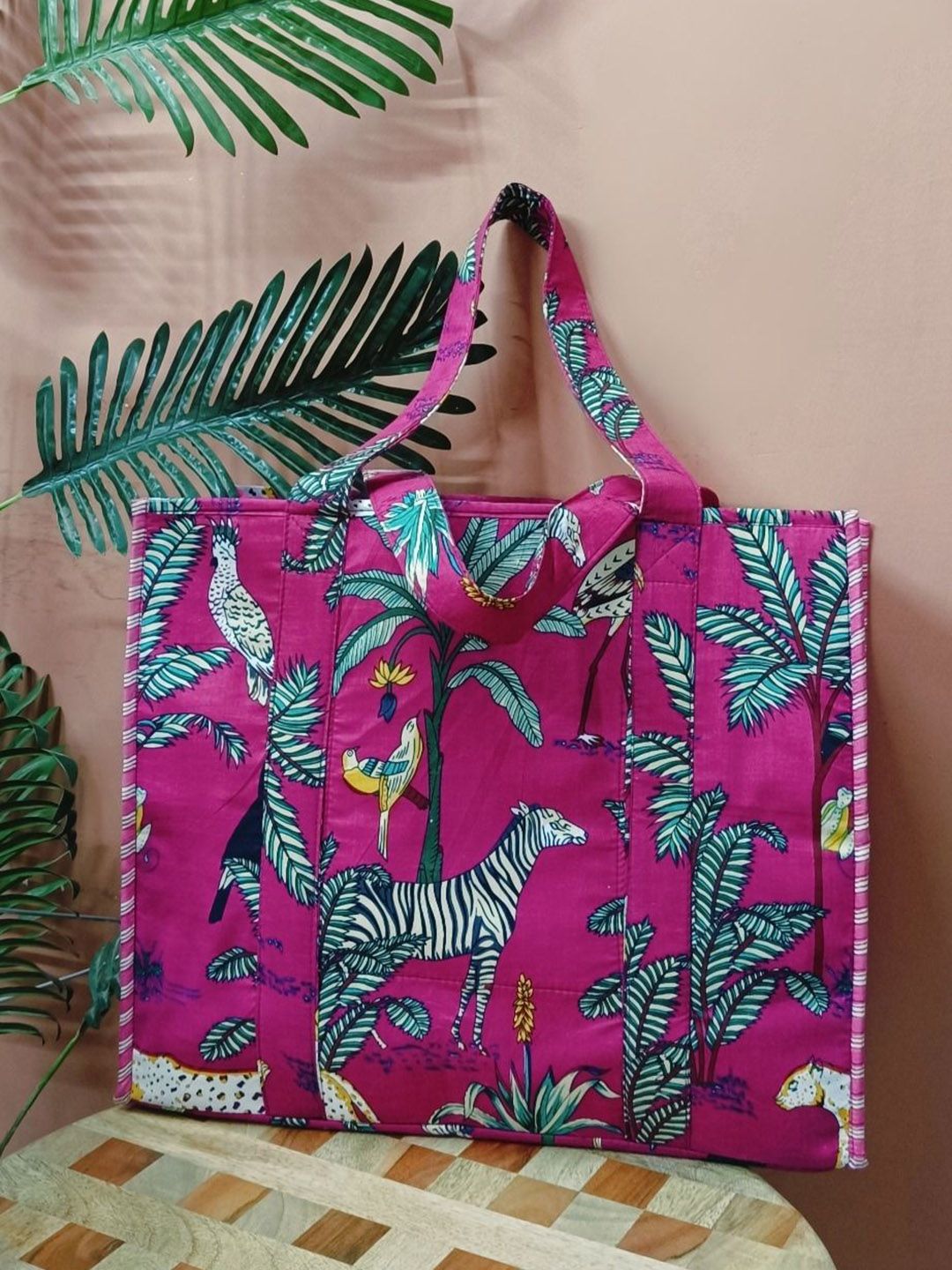 Gulaab Jaipur Unisex Floral Printed Oversized Structure Tote Bag-image-29