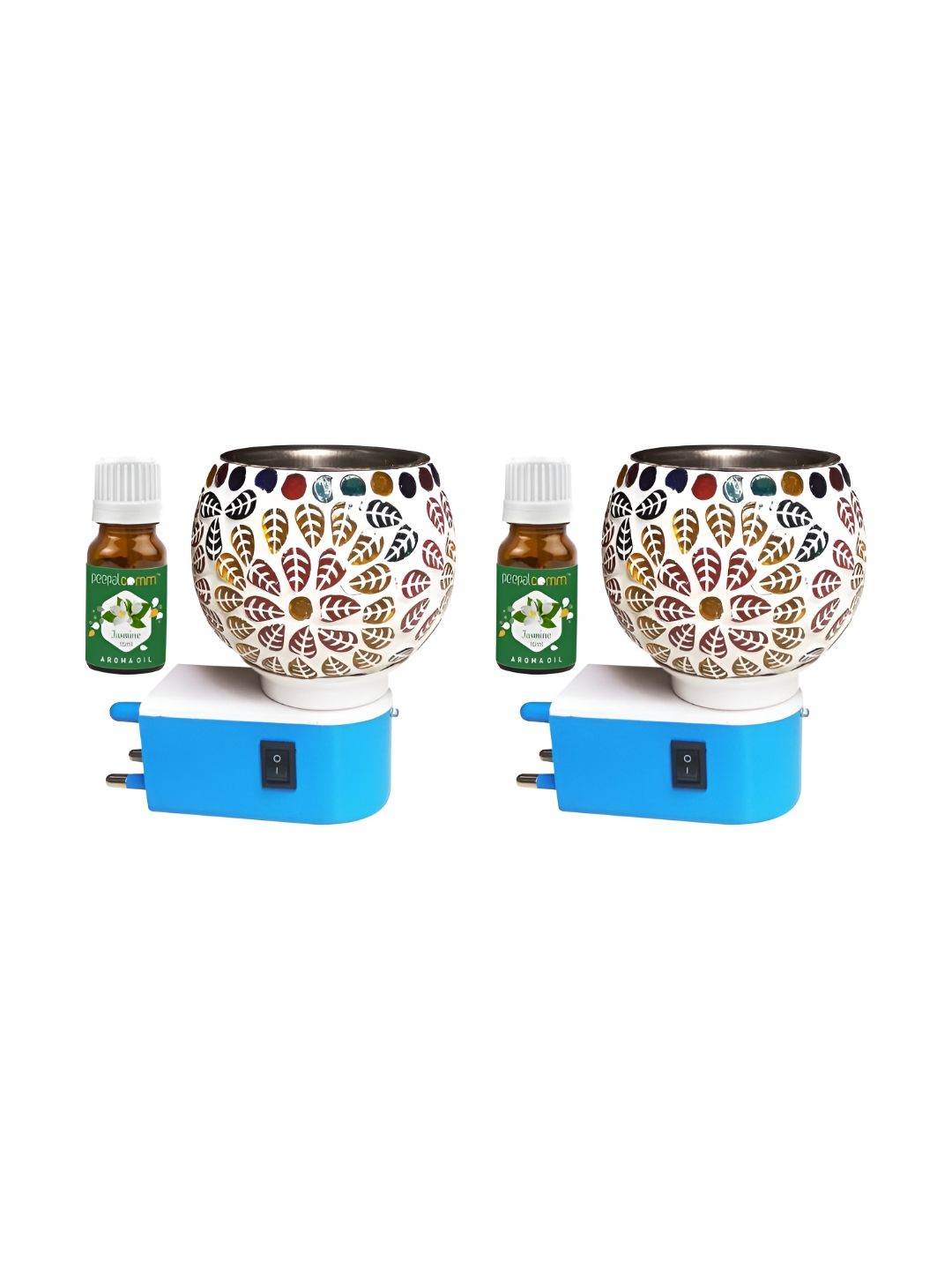 PEEPALCOMM 2-Pcs White & Brown Leaf Pattern Electric Kapoordani With Jasmine Oil-10ml-Each-picture-23