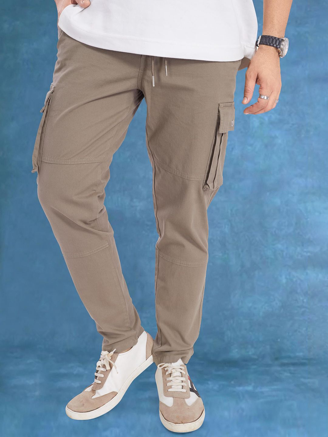 THE BEETEL HOUSE Men Relaxed Straight Leg Mid-Rise Easy Wash Cargos-picture-17