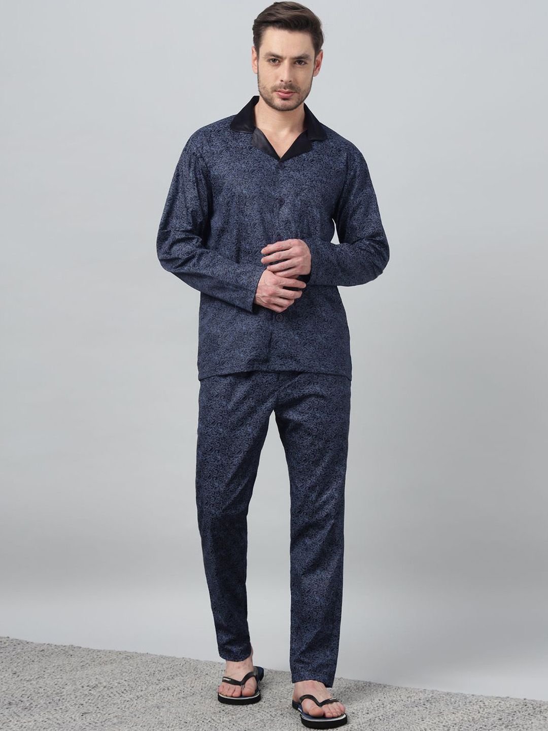 Hancock Men Self Design Relaxed Fit Night suit-picture-58