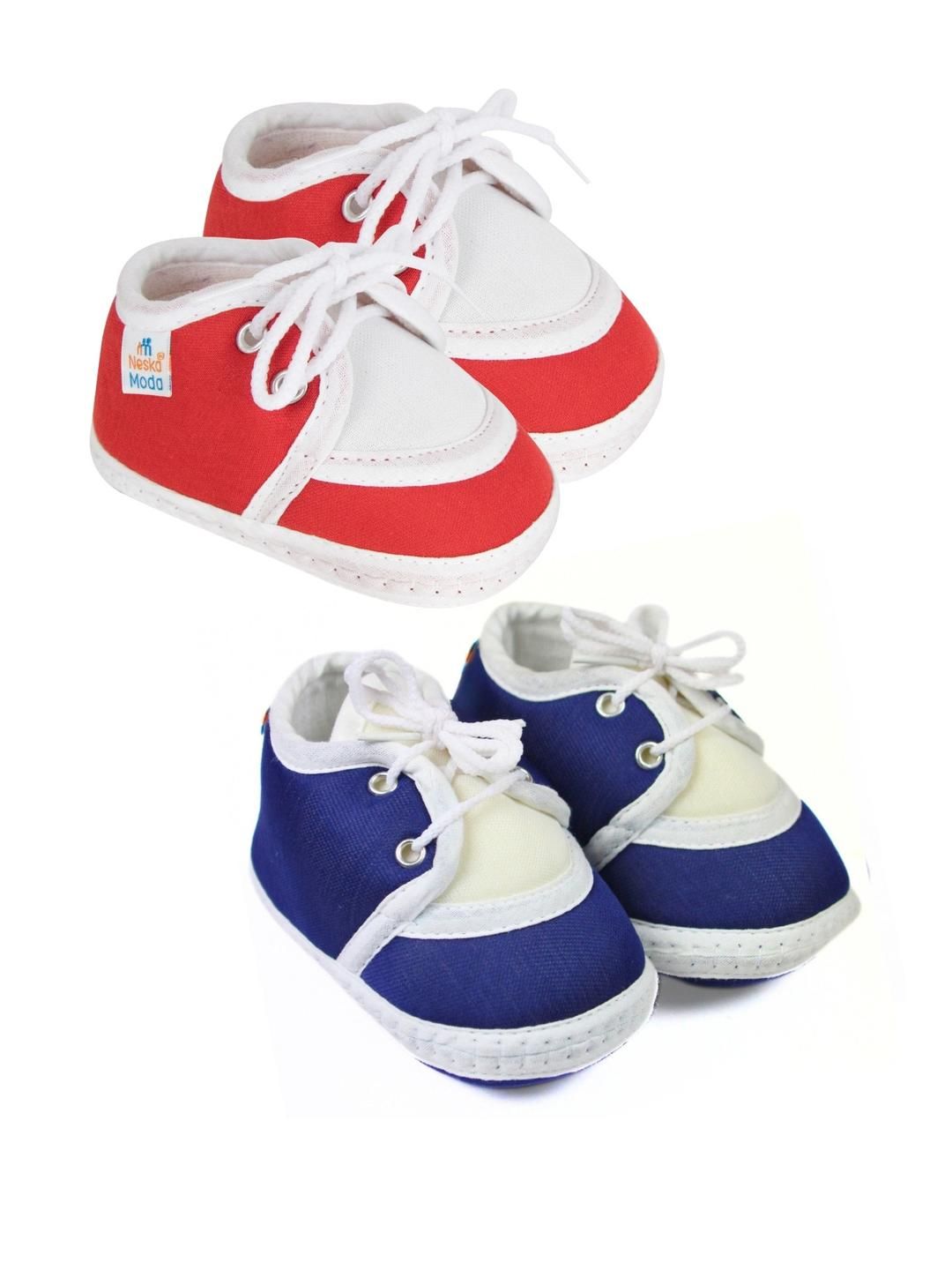 NESKA MODA Newborn Baby 3 To 12 Months 2 Pair Combo Skin Friendly Soft Cotton Lace Shoes Booties-picture-29